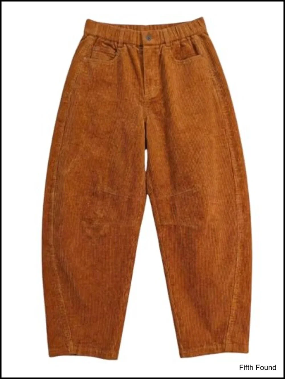 Women's Corduroy Barrel Pants Mid-Rise Elastic Waist Wide Leg Baggy Trousers